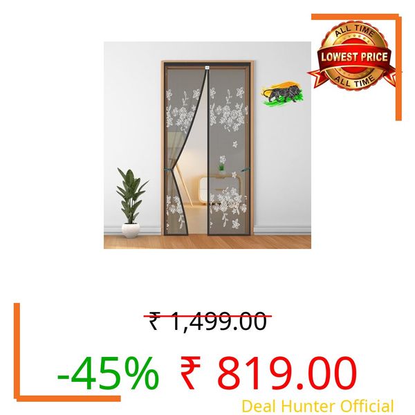 LifeKrafts Polyester Door Mosquito Net with Magnets |Mosquito Curtain for All Door Types and Sizes | Auto Close Insect Screen | (Size 190 * 90cm,Jacquard Grey Color)