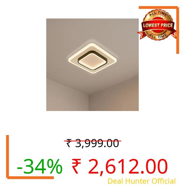 GYRVIC 36W LED Ceiling Light | Side-Emitting Anti-Glare Panel | 3 Color Modes (Warm, Natural & Cool White) | Soft Ambient Lighting | Modern Ceiling Lamp for Bedroom Hallway Living Room & Office