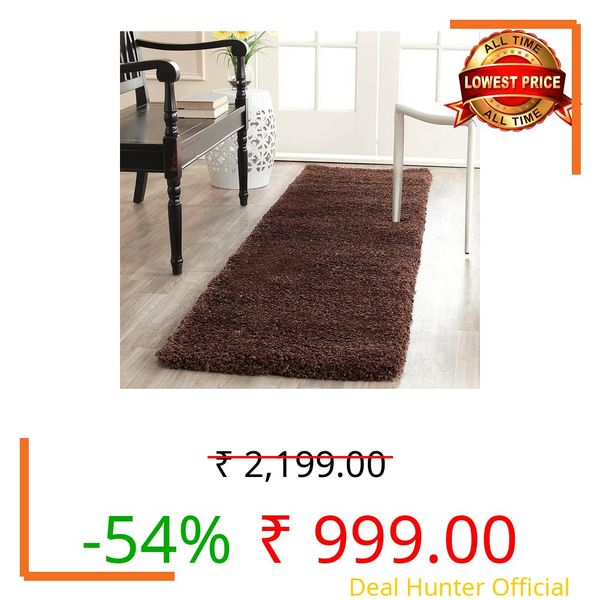 BRAHMTEJ® Carpet for Living Room, Bedroom and Hall Handmade Microfiber Cozy Soft and Fluffy Shaggy Area Rug with 2 inch Thick Anti Skid Carpet [2x6 Feet Brown]