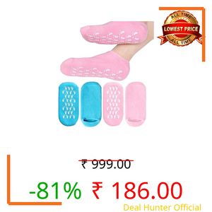 popfizz Silicone Socks for Women, Crack Heel Repair Socks, Spa Gel Socks for Women, Silicon Socks, Silicone Socks for Men, Foot Hydration Socks -(Multicolour) (1 PAIR)