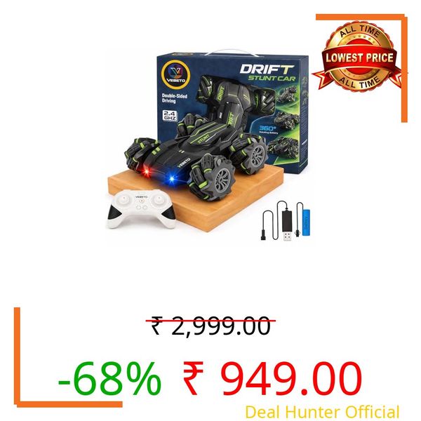 VEBETO Remote Control Drift Stunt Car Toy | 1 Year Warranty | 4x4 RC Car for Kids & Adult | High Speed Racing Car | Omni-Directional Wheels | 360° Rotation | Double Sided Driving | RGB Lights Music