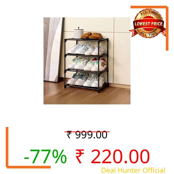 RedKart Shoe Rack with Shelf | Foldable Plastic Shoe Rack with Shelves for Bedroom, Entryway & Living Room | Multipurpose Footwear Stand for Home (4 Shelf)