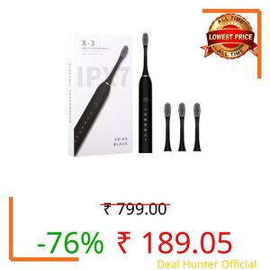 Cosmic Lite Sonic Rechargeable Toothbrush with 6 Modes, 3 Brush Heads, 1 Interdental Head, Rechargeable, Toothbrush - Pack of 1 (Black, White, Pink) Random Color