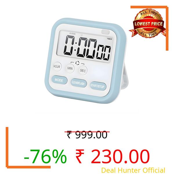 XSKY Digital Alarm Clock with Magnetic Back Loud Sound for Study Table, Kitchen & Office - Compact Table Watch, Pomodoro Timer, Stopwatch for Students & Sports - Small Digital Clock with Alarm (Blue)