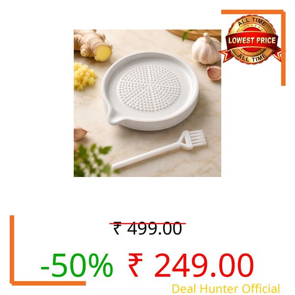 Premium Garlic Grater Plate Mincer Bowl with Collection Dish Manual Ginger Vegetable Crusher Peeler Kitchen Tool Stainless Steel Ceramic Non-Slip Base Ergonomic Handle
