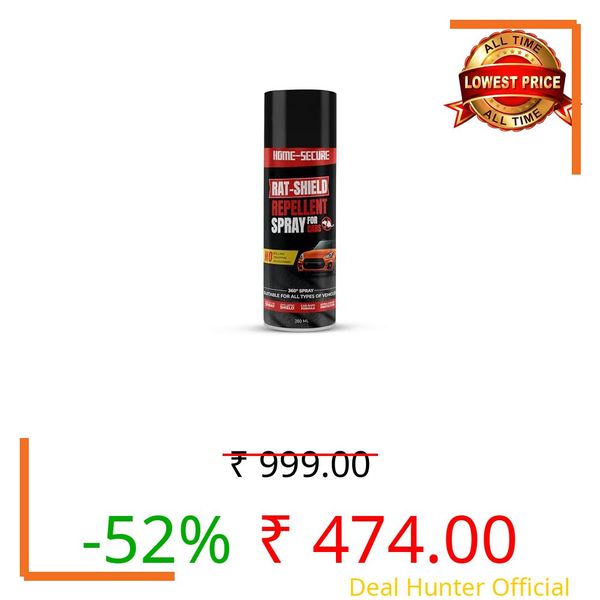 Home-Secure Rat-Shield Rat Repellent Spray for Cars 250ml | Chemical Free, Non-Toxic | Highly Effective, Long Lasting Protection | Protect Car & Bike Engine | Aerosol Rat Repellent Spray