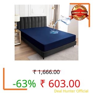 Feather Sleep 100% Waterproof Mattress Protector | Permium Cotton Mattress Skin Friendly Bed Cover | Breathable & Non-Allergenic Ultra Soft Elastic Fitted Bed Protector | 75x70 Inch, King, Blue