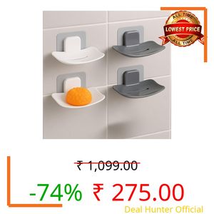 Satpurush Bathroom Accessories, Bathroom Rack, Bathroom Shelf Organizer, Wall Mounted Shelf (4 x Soap Holder (Grey+White)).