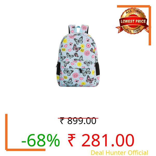 NISHI - Kids Backpack Waterproof Backpack, Girls & Women Stylish Trendy College, School & Casual Daypacks Bag (Multi Butterfly)