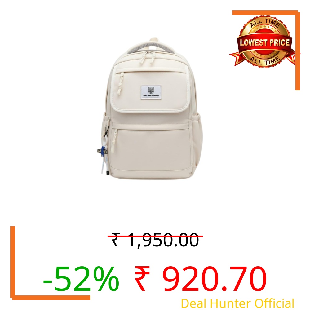 WALSON 30L Trendy Laptop Backpack for Men & Women | Water-Resistant Unisex School, College & Office Bag | Spacious 17-Inch Travel Backpack (White)