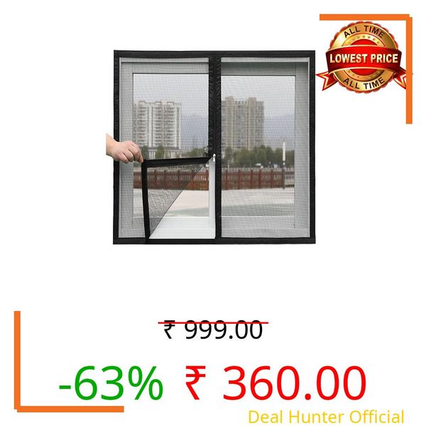 Raya Collection Zipper Mosquito Net for Window | Size Height 120 cm x Width 90 cm | Color-Grey Customizable Easy Install Mesh Screen Window Net Protect Home from Mosquitoes & Insects