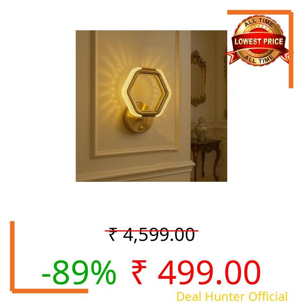 GAUVIK Gold Modern 3 Different Color Mode Changing (Wh/WW/NW) Energy Saving Led Wall Lamp for Bedroom, Living Room, Restaurants, Dining, Coffee Shop,Home Etc