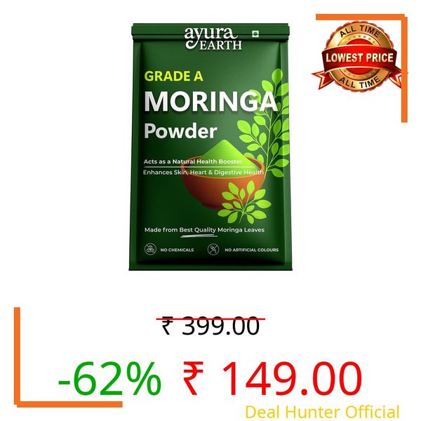 AyuraEarth Organic Moringa Powder Superfood (200g) for Weight Loss, Diabetes, Eating & Immunity, Height, Kids - Drumstick Juice, Murungai Keerai, Pure Fresh Munagaku Leaf Organic
