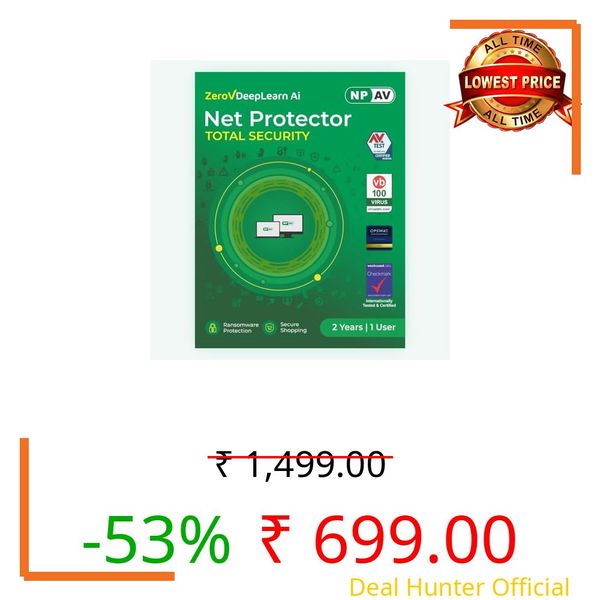 Net Protector Antivirus - Total Security 2026 | Windows PC/Laptop | 2 Year - 1 PC with ZeroVDeepLearn Ai (Email Delivery in 1 Hour - No CD)