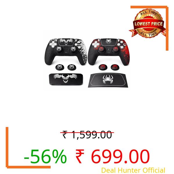EDNITA Controller Cover for PS5 Silicone Skin Accessories, Non-Slip PS 5 Case with Thumb Grip Caps, Touch Pad Sticker and Covers Wrap Stickers (Pack of-2)