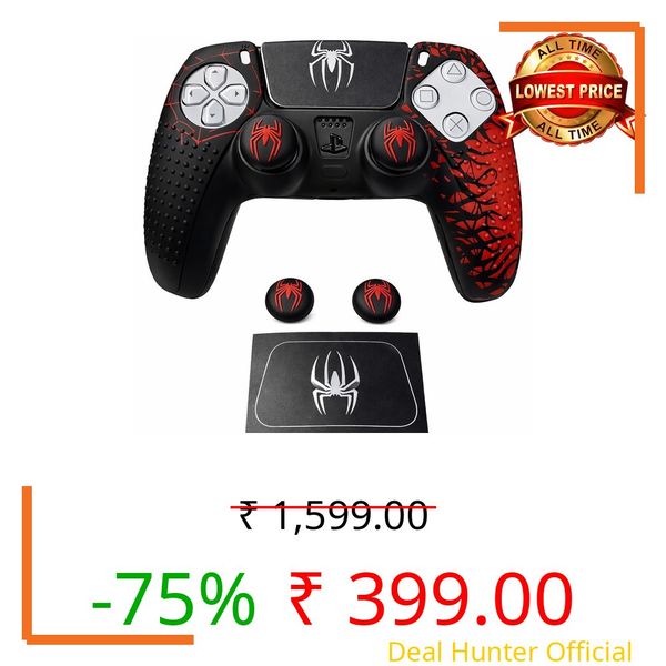 EDNITA Controller Cover for PS5 Silicone Skin, Controller Accessories, Non-Slip PS 5 Case with Thumb Grip Caps, Touch Pad Sticker and Covers Wrap Stickers (Pack of-1)