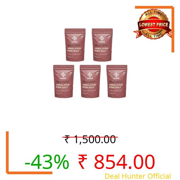 Zama Himalayan Pink Salt 5 Kg | Dark Pink Salt | Sendha Namak |Nutrients and Minerals Rich | Chef Special Gourmet Grade from Himalayas | All Purpose Cooking | No Additives, Unrefined(1Kg Pack of 5)