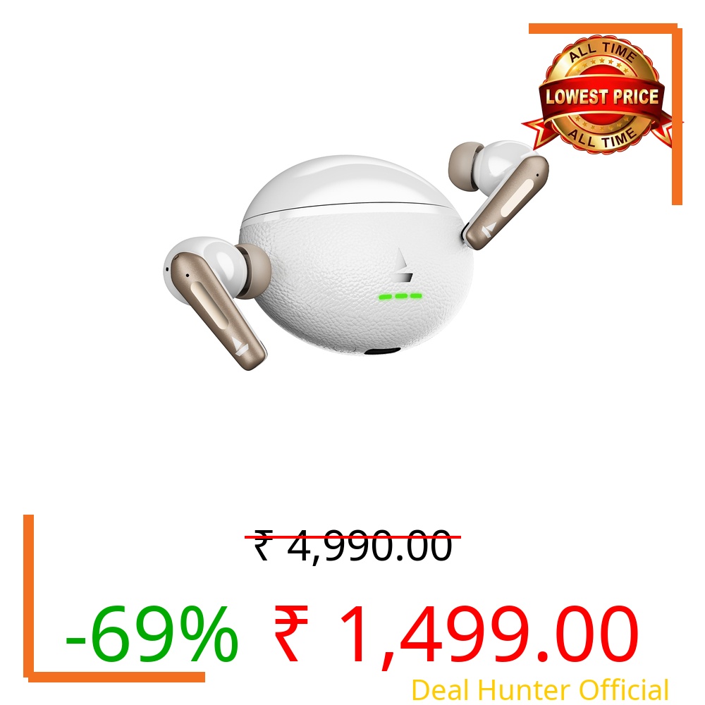 boAt Airdopes Prime 512 (2026 Launch) Volume Swipe Control, 4Mics AI-ENx, 50H Battery, Multi Connect, App Support, BT v6.1, Bluetooth Earbuds, TWS Ear Buds Wireless Earphones with mic(Moonstone White)