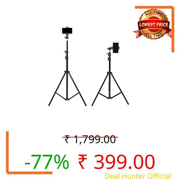 Kratos Premium 84 Inch (7 feet) Tripod Stand, Adjustable and Portable Design with Mobile Clip Holder Perfect for Ring Light, Photography, Videography & Live Streaming, Compatible with All Mobiles