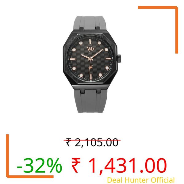 Fastrack Vyb Rebel Quartz Analog Black Dial Grey Silicone Strap Watch for Men - FV30017NP02W