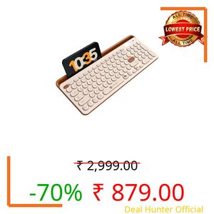 Portronics Bubble 3.0 Wireless Keyboard with Bluetooth + 2.4 GHz USB Receiver, Rechargeable Battery, Dual Height Adjustment, Multimedia Hotkeys with Numpad, for Laptop, PC, Smartphone, Tablet(Beige)