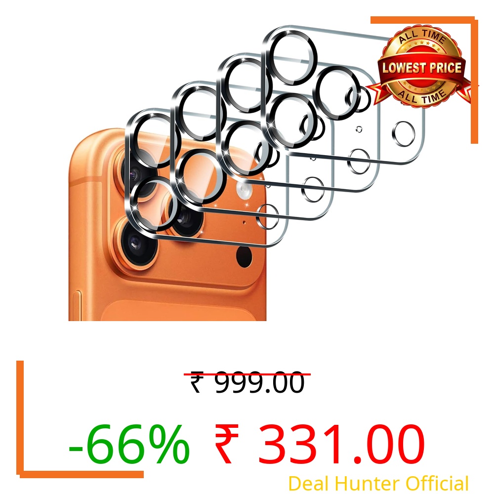 NEXVEU (PACK OF 4 Camera lens protector For IPHONE 17 PRO (CLEAR) UHD 9H Glass, Drop & Scratch Resistant, Waterproof, Case Friendly, Removable, Heavy Duty Camera Protector.