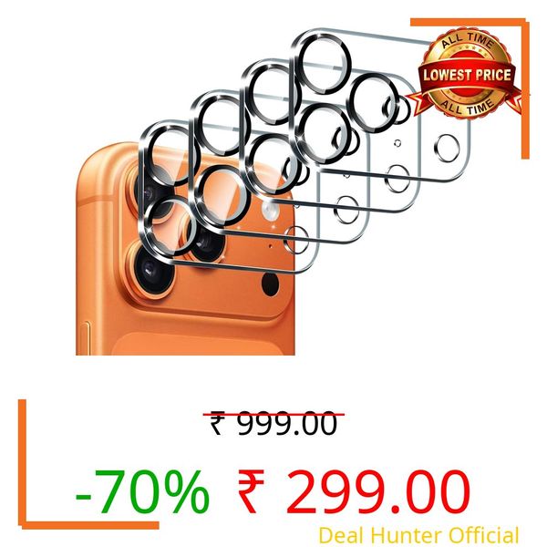 NEXVEU (PACK OF 4 Camera lens protector For IPHONE 17 PRO (CLEAR) UHD 9H Glass, Drop & Scratch Resistant, Waterproof, Case Friendly, Removable, Heavy Duty Camera Protector.