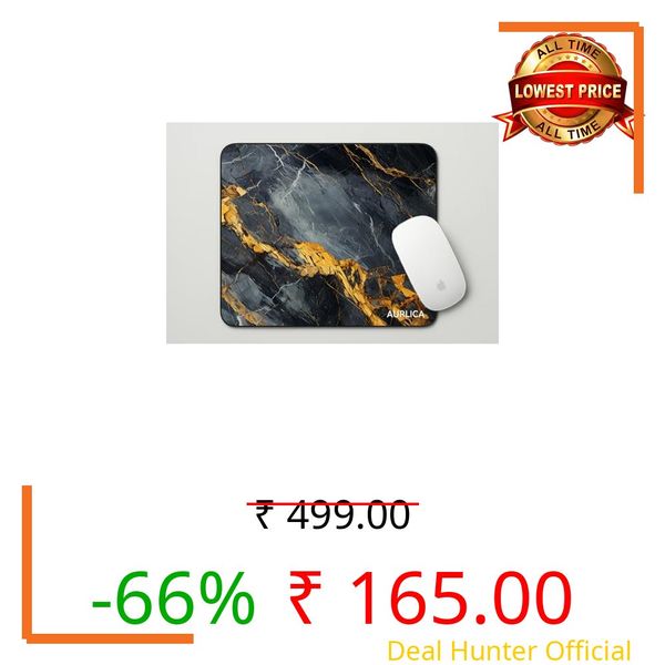 Aurlica Black Gold Marble Mouse Pad 240 x 200 x 3 mm | Luxury Desk Pad, Smooth Non-Slip Surface for Office, Work from Home & Laptop