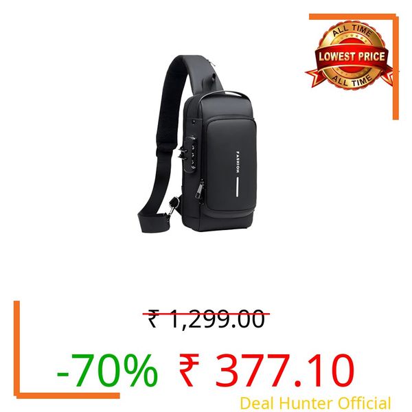 Zwolf Vault Slim Anti-Theft Crossbody Backpack for Men, Black