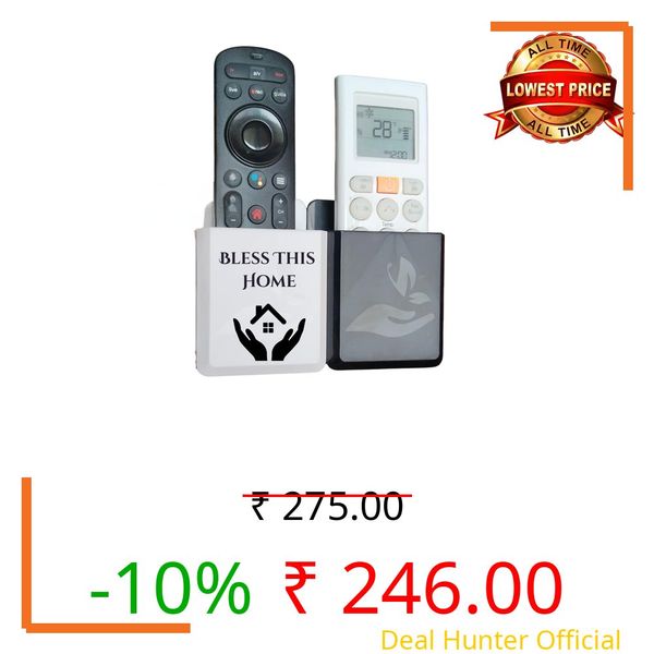 Rainbow Dots Dual Color Remote Holder for Wall, Universal Fit for AC TV & Streaming Remotes, No-Drill 3M Mount, Durable ABS, Black & White