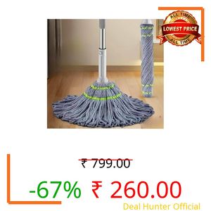 Celvee Microfiber Twist Mop with Telescopic Handle, Self-Wringing Floor Cleaning System, Grey and Green, Hardwood Tile Laminate Cleaner with Hang-up Design
