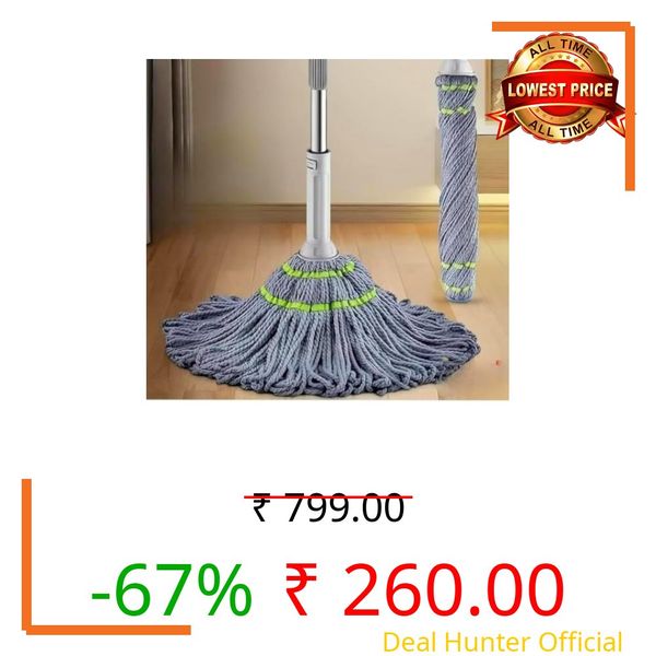 Celvee Microfiber Twist Mop with Telescopic Handle, Self-Wringing Floor Cleaning System, Grey and Green, Hardwood Tile Laminate Cleaner with Hang-up Design