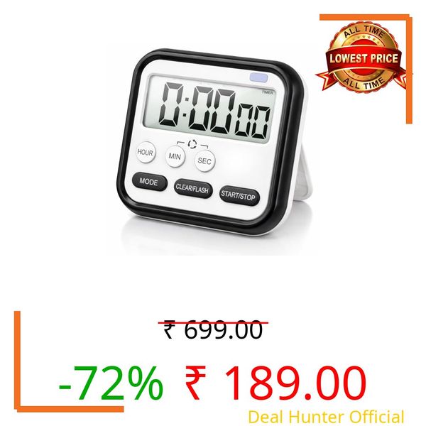 Loud Digital Alarm Clock for Heavy Sleepers, Large Display 24Hr Desk Table Clock with Time & Date, Magnetic Retractable Stand, Compact Study Timer for Students Bedroom Home Office Kitchen