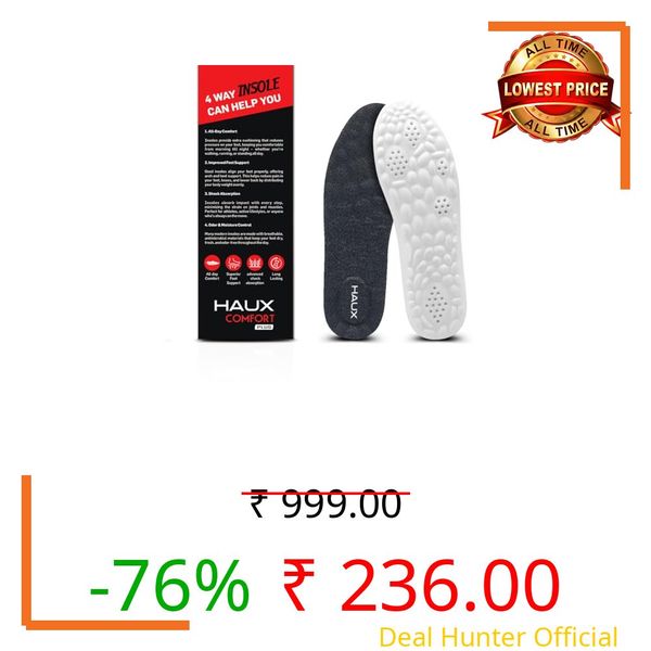 HAUX PU Foam Comfort Insoles for Men | All-Day Cushioning & Durable Support,Lightweight, Durable, and Flexible, Dynamic Arch Technology for Neutral to High Arches (Black, 6)