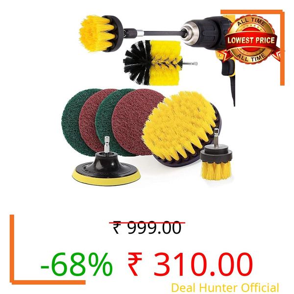 8 Pcs Power Drill Scrubber Brush Kit – All Purpose Cleaning Brushes & Pads for Bathroom, Grout, Kitchen, Tub, Tile, Pool, Car, Shower, Floor & Corners – Drill Machine Not Included