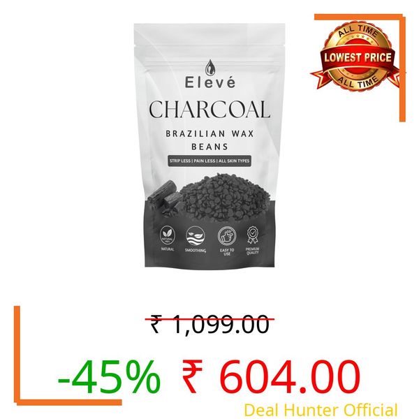 Eleve Brazilian Wax Beans, Face Wax for Women | Liposoluble Stripless Wax | Natural Ingredients | For Upper Lips, Chin, Cheeks & Hairline (Charcoal) (500g)