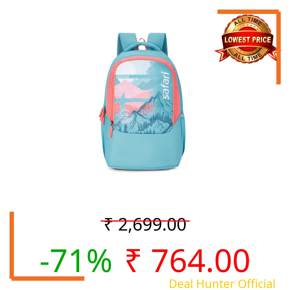 Safari Sigma 36L School bag for Boys and Girls, Office use/travel bag for man & women, Casual 3 Compartment Printed Large Men's Backpack Bags with Organizer, File holder, Color - Aqua