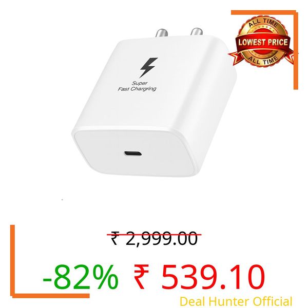 Samsung 45W USB-C Super Fast Charging Adapter for Galaxy S25 Ultra/Edge/FE, S24 Ultra/Edge/FE, S23, Z Fold 7/6/5/4, Z Flip 7/6/5/4, Galaxy A56/A36, M55/M17/M07 & More | Only Adapter (White)