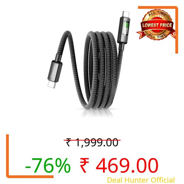 KARWAN 100W USB Type-C to Type C Cable with LED Running Lights, [2 Yr Warranty] Fast Charging Nylon Braided Cable,Compatible with Laptop,iPad,iPhone,Samsung & Other Type C Devices,USB-C Data Sync Cord