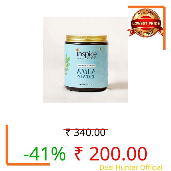 Inspice Amla Powder 400g | Indian Gooseberry Powder | 100% Pure & Natural | Fine Ground Amla Fruit Powder | Ideal for Smoothies, Juices & Hair Packs