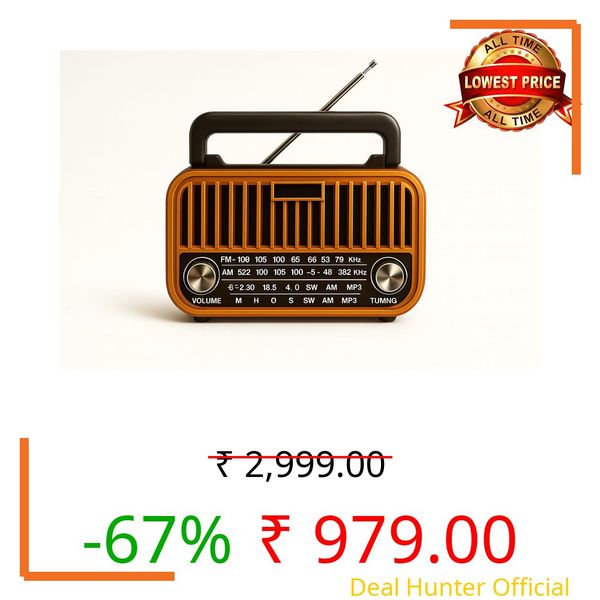 OTOOBEST FM Radio with Bluetooth Speaker with Powerful Sound | Vintage Style | Antenna 6w-12 Hours and Number Pad | USB Charging | AUX, SD Card, USB Input (Vintage-S666)