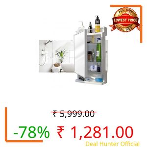 CIPLA PLAST Rich Look Bathroom Cabinet with Mirror | Storage Organiser | Strong Plastic Bathroom Shelves Wall Mounted | Bathroom Accessories| Mirror Cabinet- (Made in India) (Metallic Grey)