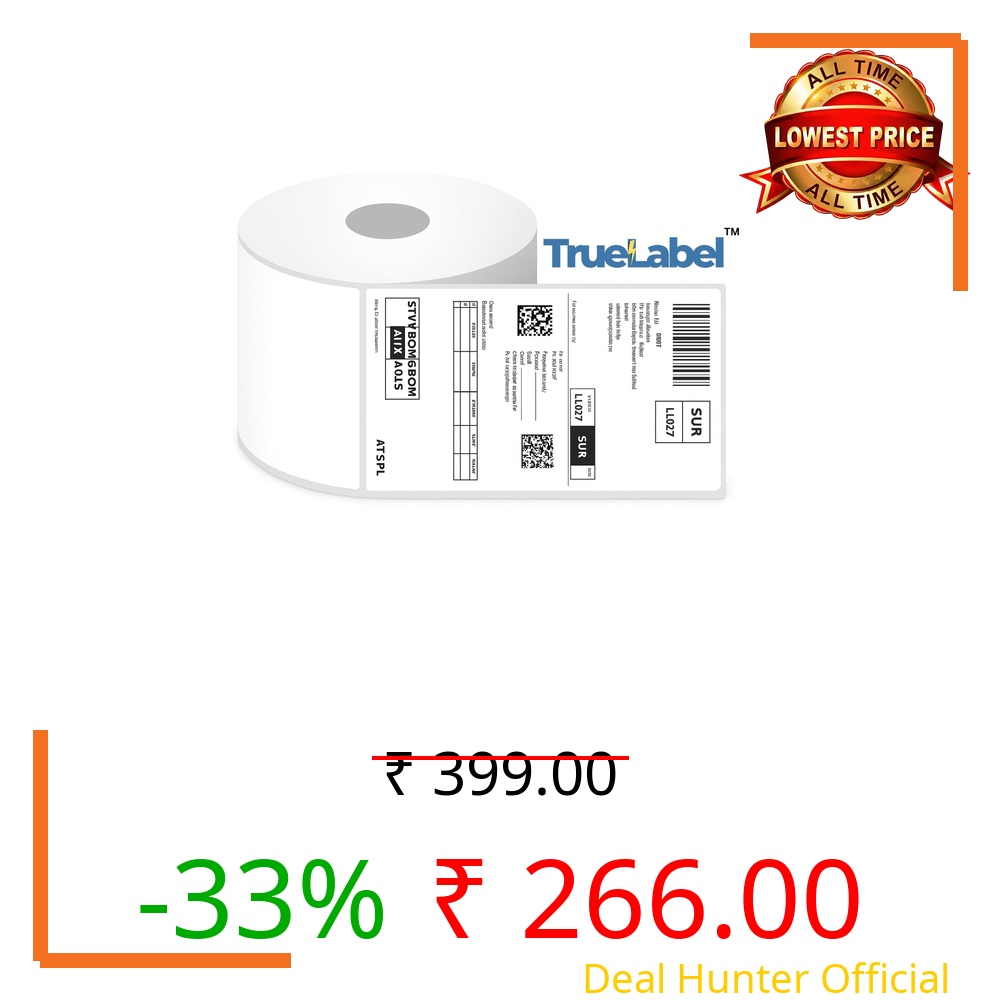 True Label 4x6 Direct Thermal (DT) Barcode Shipping Label Sticker - 4 x 6 inches - 100mm x 150mm, 400 Labels Per Roll White Strong Self-Adhesive Sticker Roll (Gloss Finish Pack of 1 (400 Labels)