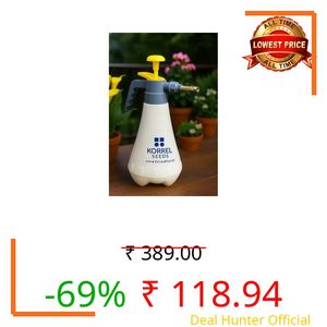 KORREL SEEDS 1 Litre Heavy-Duty Garden Pressure Sprayer, White and Red Compression Pump with Adjustable Brass Nozzle, Hand Held Mist Spray Bottle for Plants, Cleaning, Sanitising