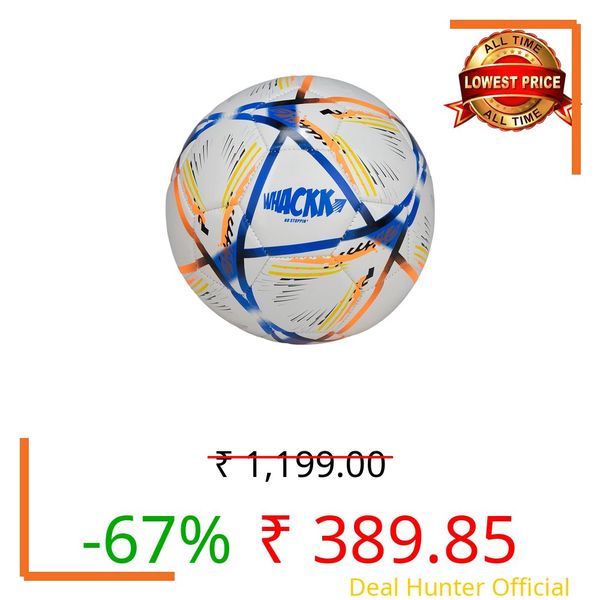 WHACKK Football Size 5 Soccer Ball Hand Stitched for Practice & Training - Original PVC Waterproof. 3 Layered Ideal Sports Ball for All Ages on Ground, Grass and Turf (Hagi, Navy Orange)