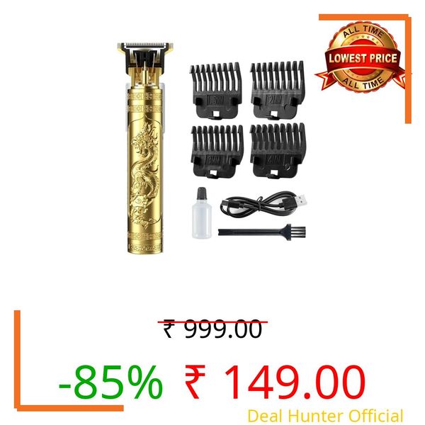 Trimmer Men Professional Cordless Hair Clipper Dragon Style,Rechargeable Trimmer For Beard,Hairs,Moustache & Face,Electric T Blade Zero Gapped Shaving Machine Men's Grooming Kit (TRIMMER CHRGING P)