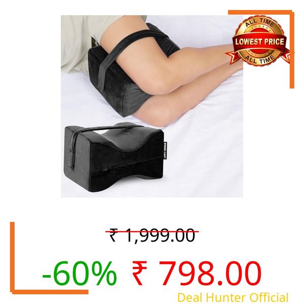 Joint Genius Knee Pillow for Side Sleepers, Knock Knee Corrector for Sleeping, Memory Foam Leg Pillow Wedge Cushion for Side Sleeper,Sciatica,Pregnancy,Hip&Back Pain Relief (Black, Square Shape)