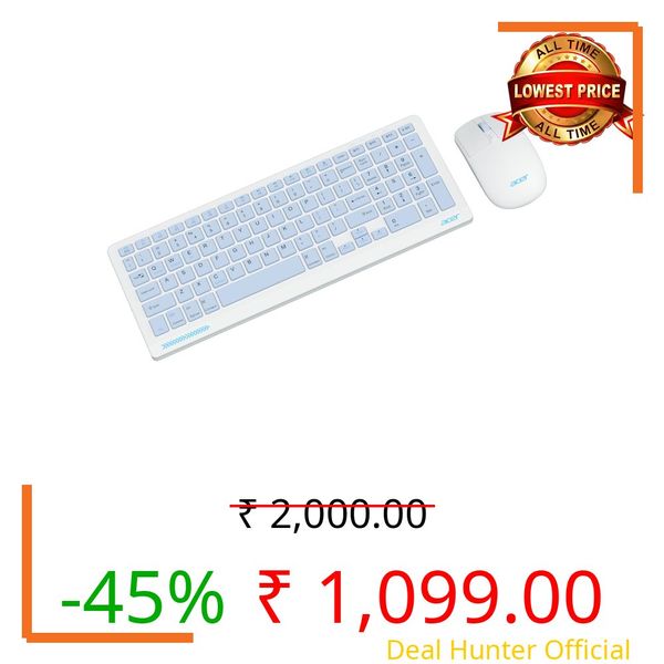 Acer ZenKeys Duo Wireless Keyboard & Mouse Combo | 2.4 GHz + Bluetooth | Rechargeable 500 mAh Type-C | 99-Key Silent Keyboard | 1600 DPI Optical Mouse | 10m Range | Windows/macOS/Linux Compatible