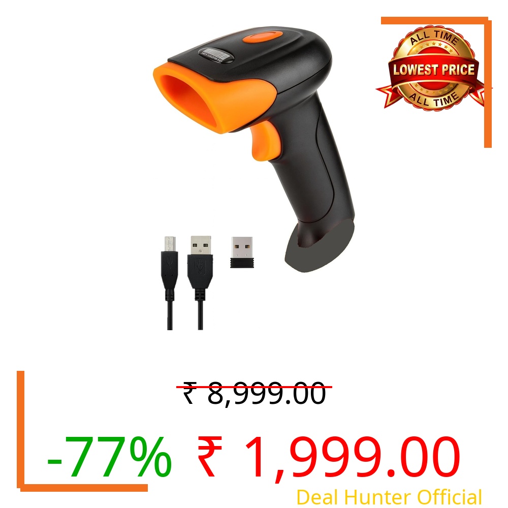Wireles 2.4GHz 2D & 1D Barcode Scanner (QR Code & Barcode) | Wired & Wireless(Rechargeable) Connectivity | Strong ABS Body | 1 Year Warranty (U20 Wireless)