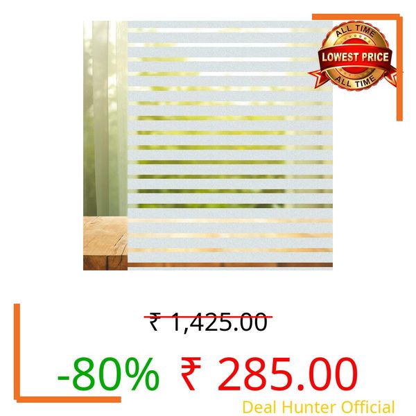 ELORAA Frosted 1 inch Striped GlassFilm Window Film Window Sticker Glass stickerFor Privacy, Sun Control, Decor for Home, Office & Bathroom (24 Inch X 60 Inch)